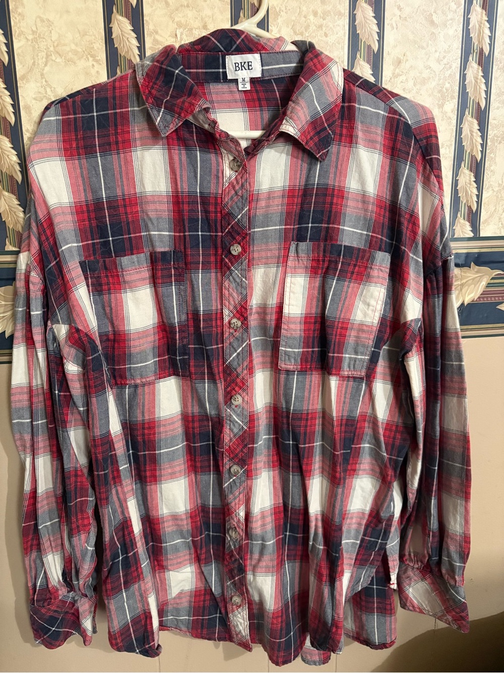 BKE Red Plaid Button-Up Shirt